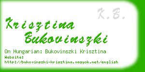 krisztina bukovinszki business card